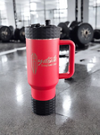 Red tumbler with Black Silicone Tumbler Cup Accessory Kit